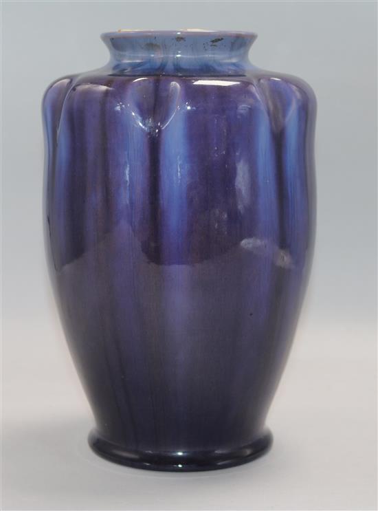 A Pilkingtons Royal Lancastrian dark blue glazed vase, pattern number 2090